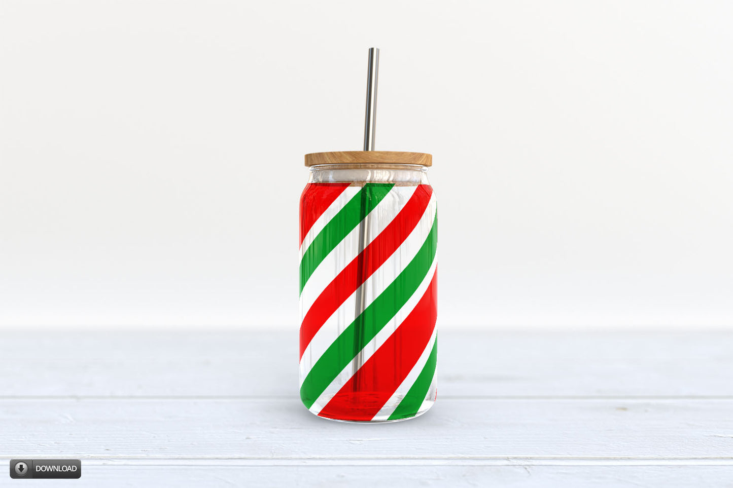 Christmas Tree Beer Can Glass Jar Wrap Sublimation Design