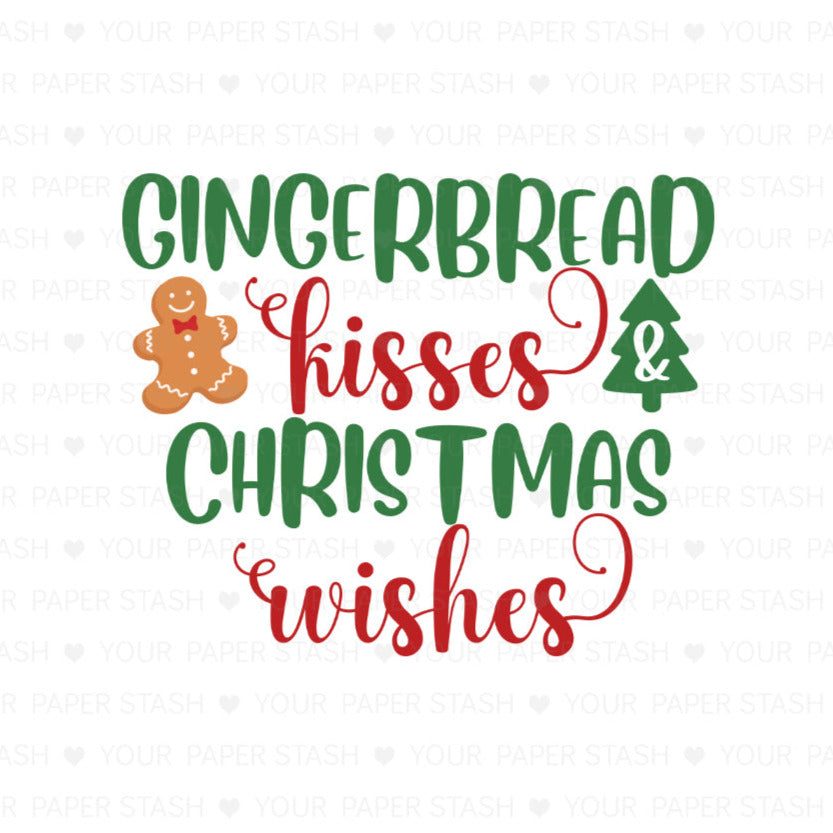 gingerbread kisses Christmas wishes png sublimation design