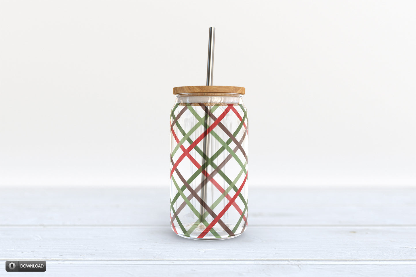 Christmas Poinsettia 16 oz Glass Jar Wrap Sublimation Design