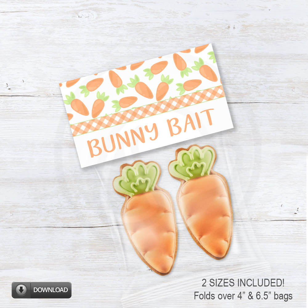 Easter bunny bait treat bag toppers for cookies candy and snack bags