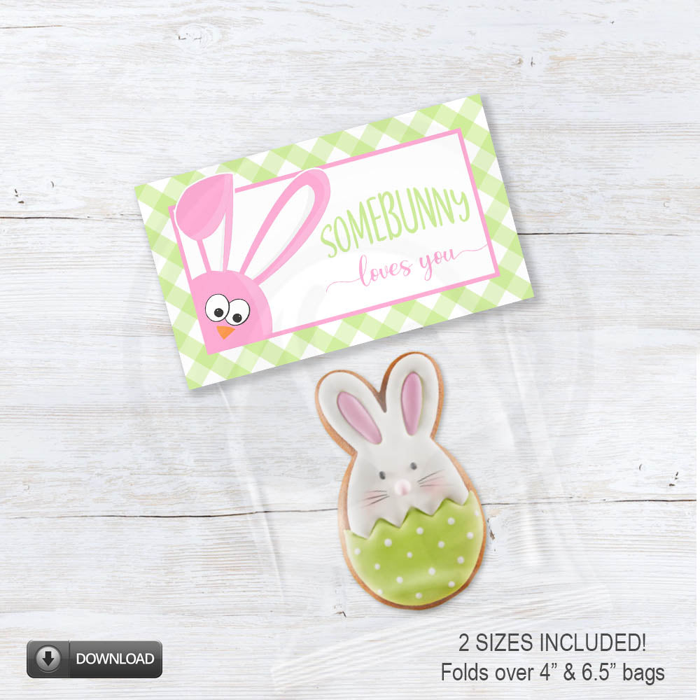 Easter bunny cookie and candy bag toppers