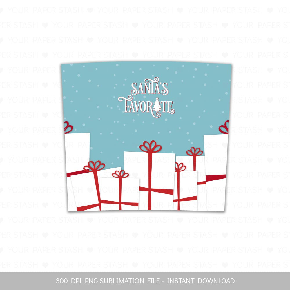 Santa's Favorite 20oz Skinny Tumbler Sublimation Design