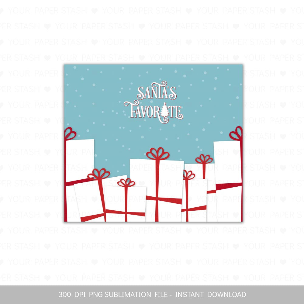 Santa's Favorite 20oz Skinny Tumbler Sublimation Design