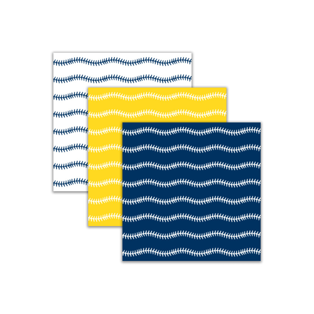 Seamless Baseball Digital Patterns Navy Blue Yellow