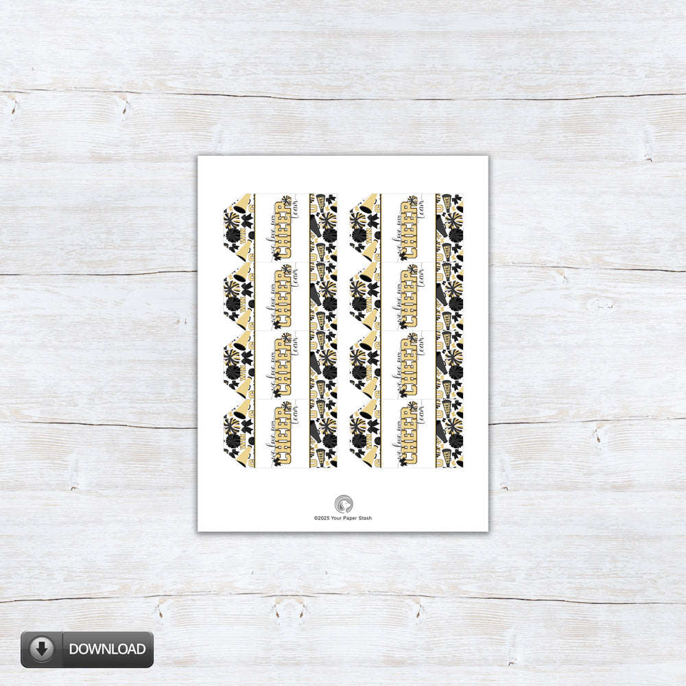 Black Gold Printable Cheerleader Cookie and Gift Tags