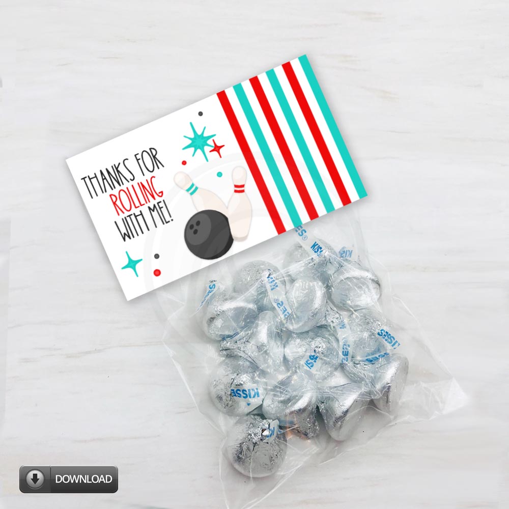Bowling Birthday Party Thank You Printable Bag Toppers