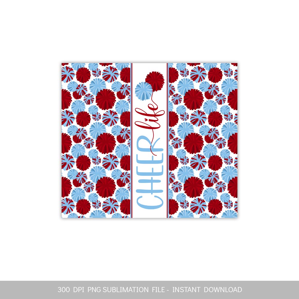 Red Light Blue Cheer Life Skinny Tumbler Sublimation Design