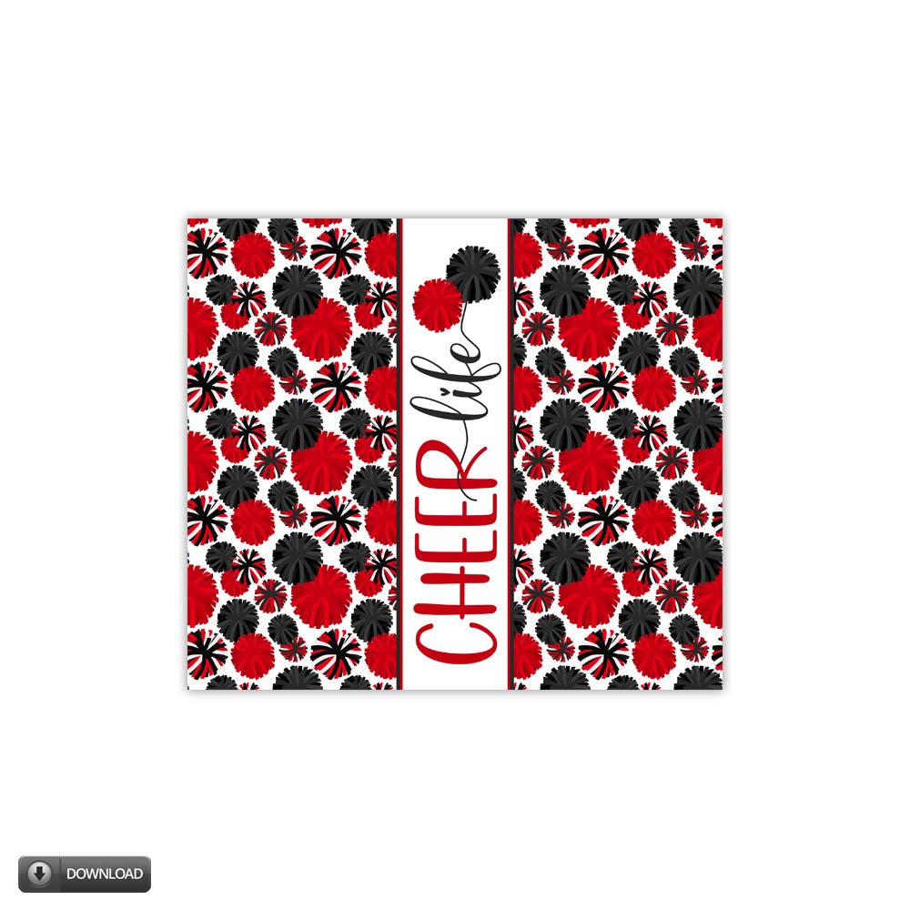 Red Black Pom-Pom Cheer Life 20oz Skinny Tumbler Subliamtion Design