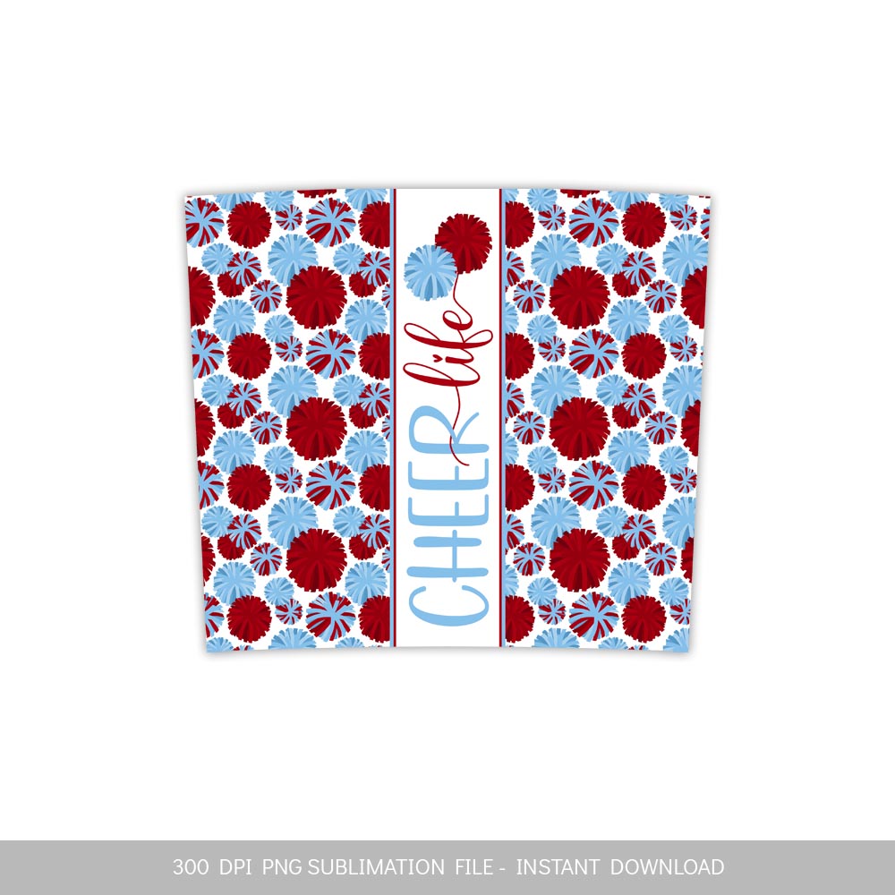 Red Light Blue Cheer Life Skinny Tumbler Sublimation Design