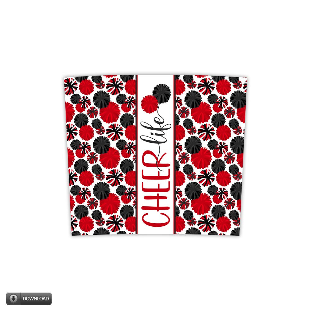 Red Black Pom-Pom Cheer Life 20oz Skinny Tumbler Subliamtion Design