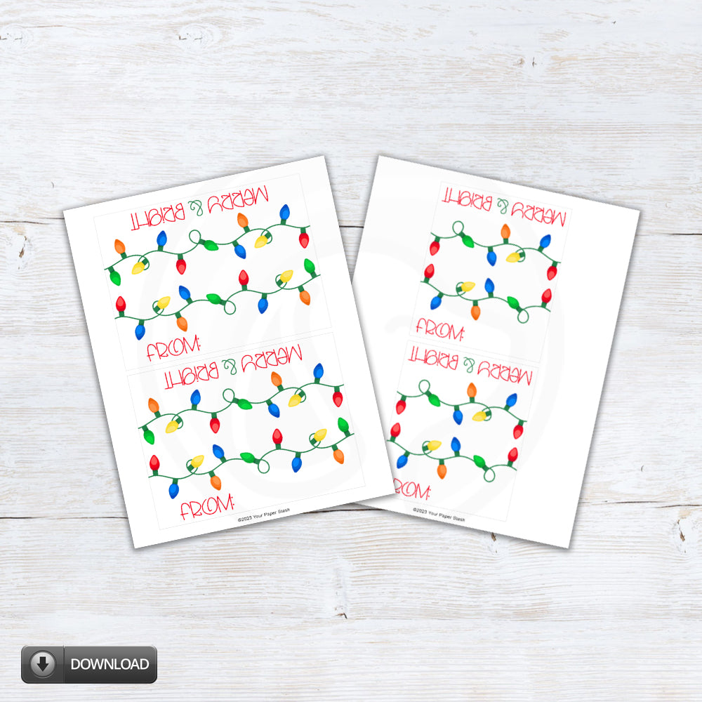 Christmas Merry Bright Treat Bag Toppers Printable