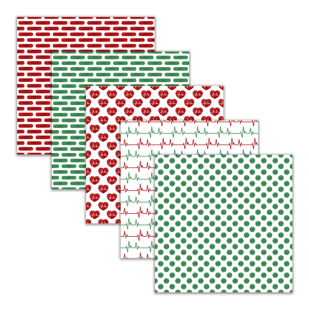 Seamless Christmas Nurse Doctor Digital Paper Backgrounds