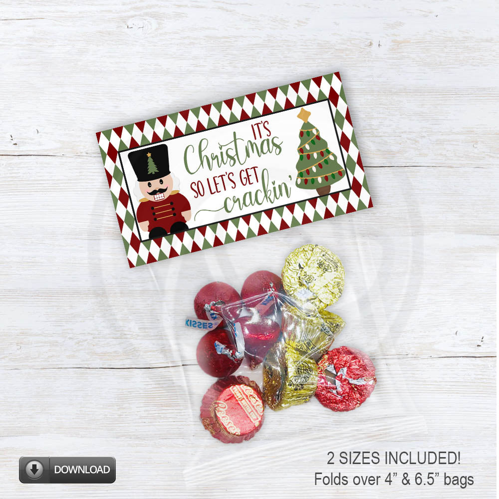 printable Nutcracker Christmas treat and cookie bag toppers