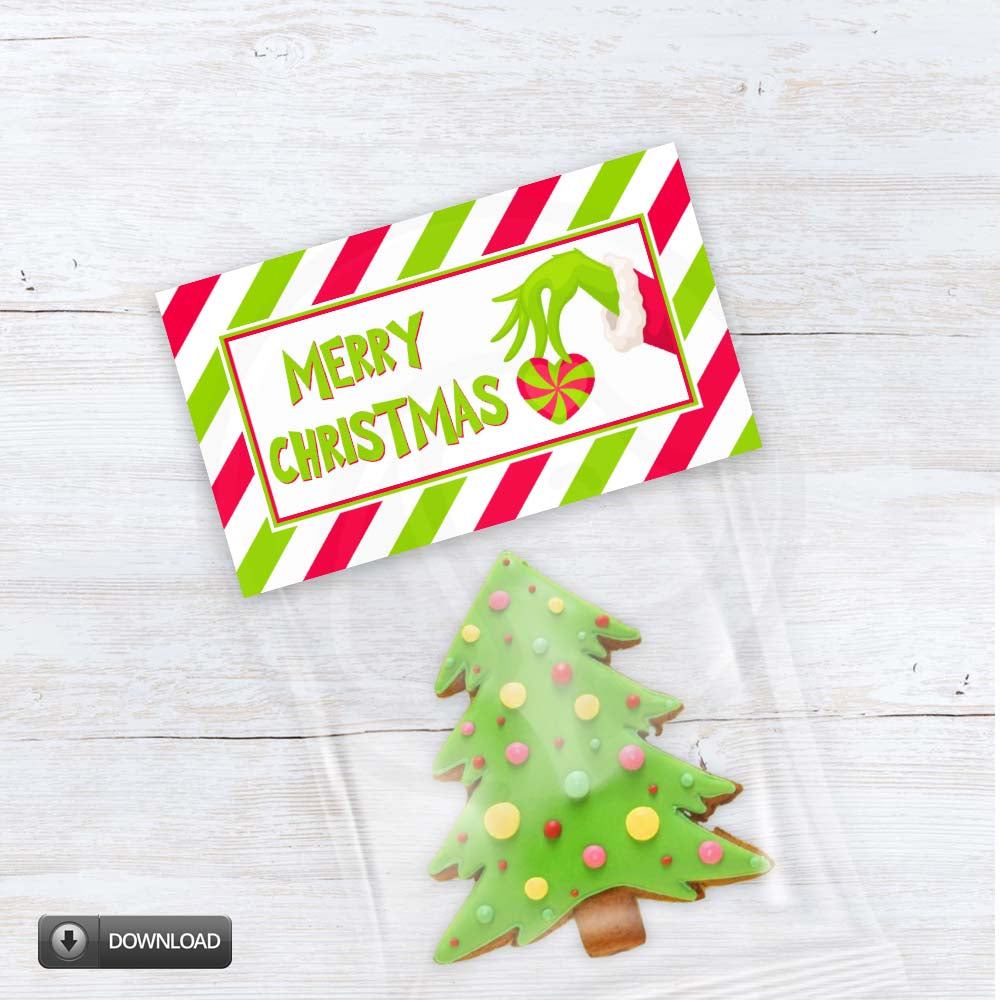 Printable Merry Christmas Treat or Cookie Bag Toppers
