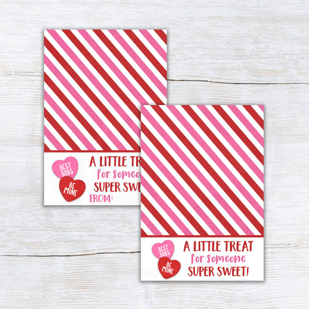 a little treat for someone sweet valentines day cookie card backers with conversation hearts - instant download
