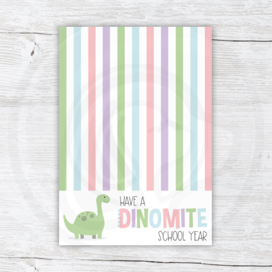 printable dinomite mini cookie card, back to school cookie cards