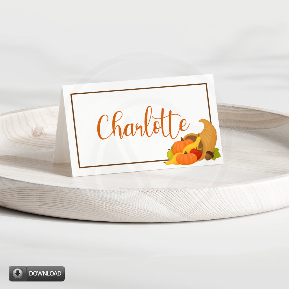 Thanksgiving Cornucopia Printable Place Cards