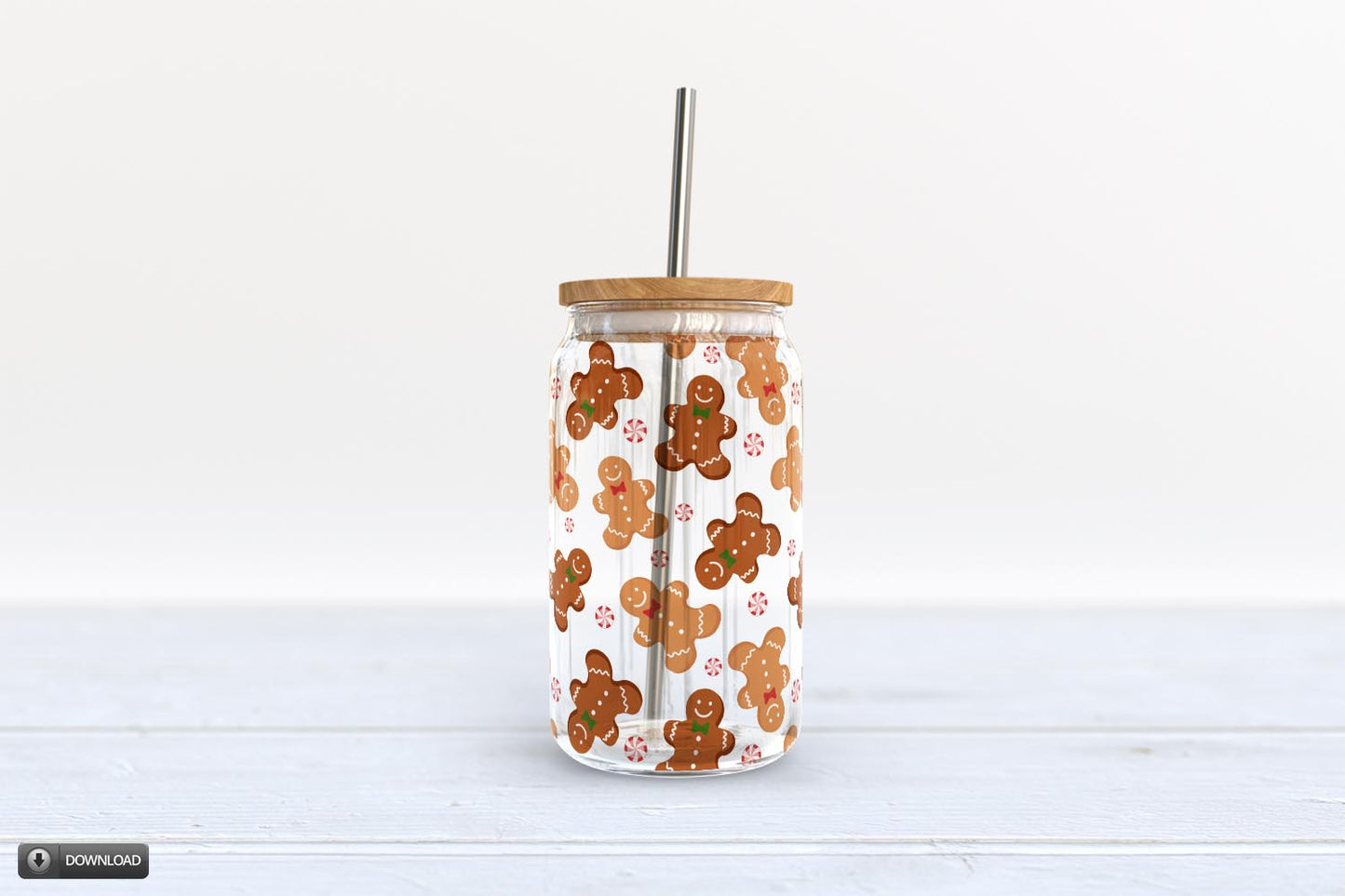 Christmas Gingerbread Sublimation Design for Glass Jars