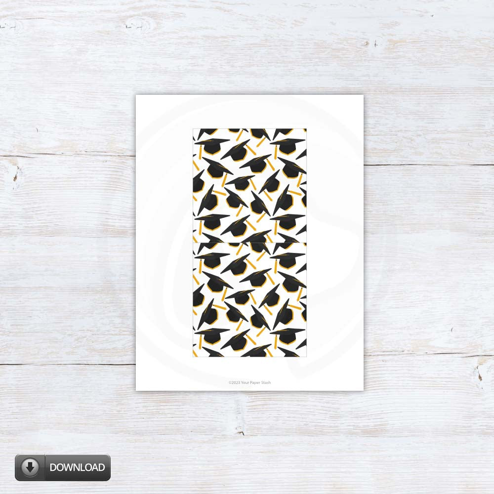 Printable Black Gold Graduation Cap Cookie Backers