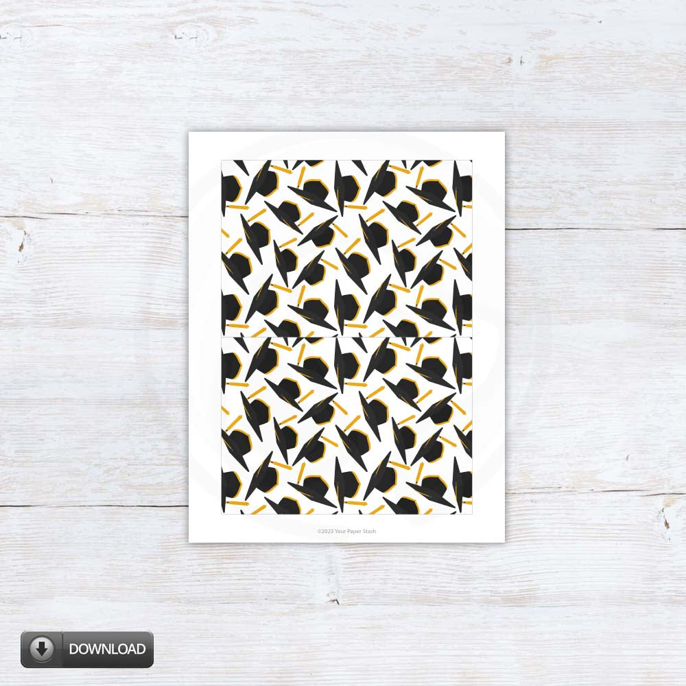 Printable Black Gold Graduation Cap Cookie Backers