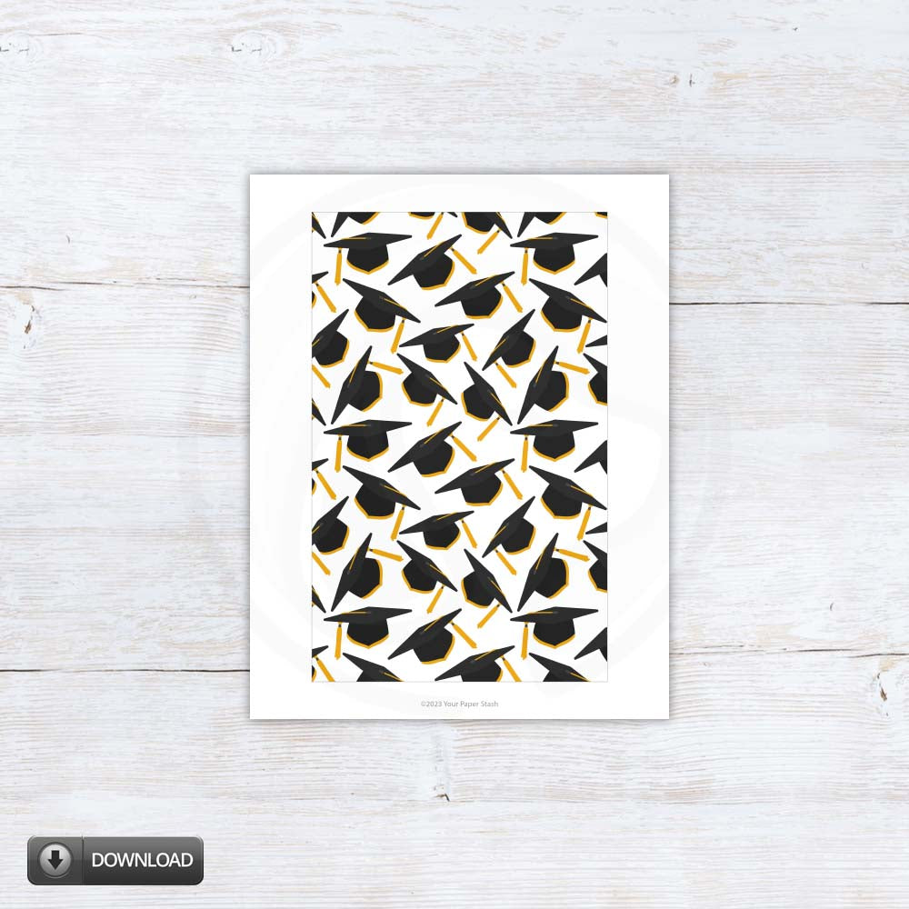 Printable Black Gold Graduation Cap Cookie Backers