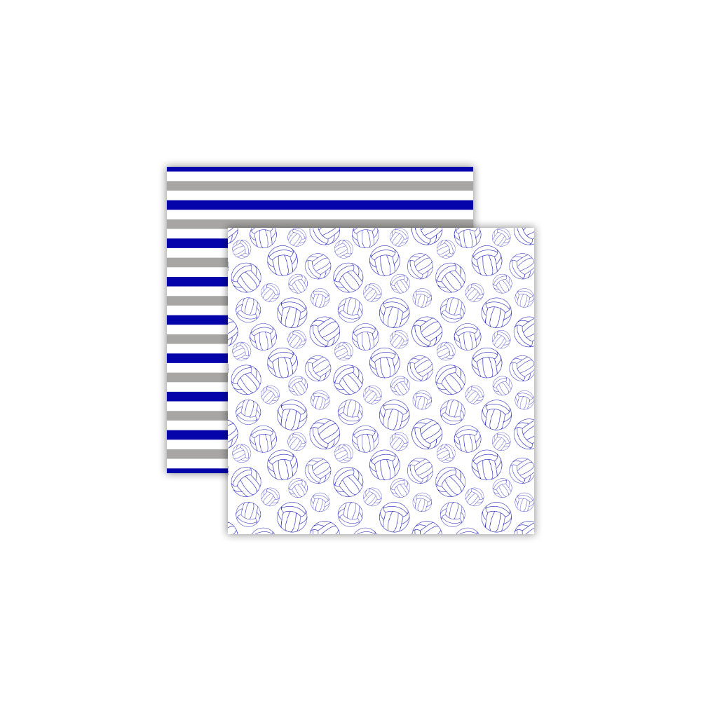 Volleyball Seamless Digital Scrapbook Papers Royal Blue Gray