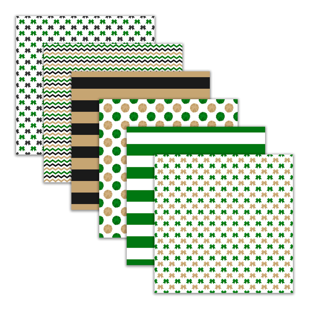 Green Gold Cheerleader Seamless Digital Scrapbook Papers Backgrounds