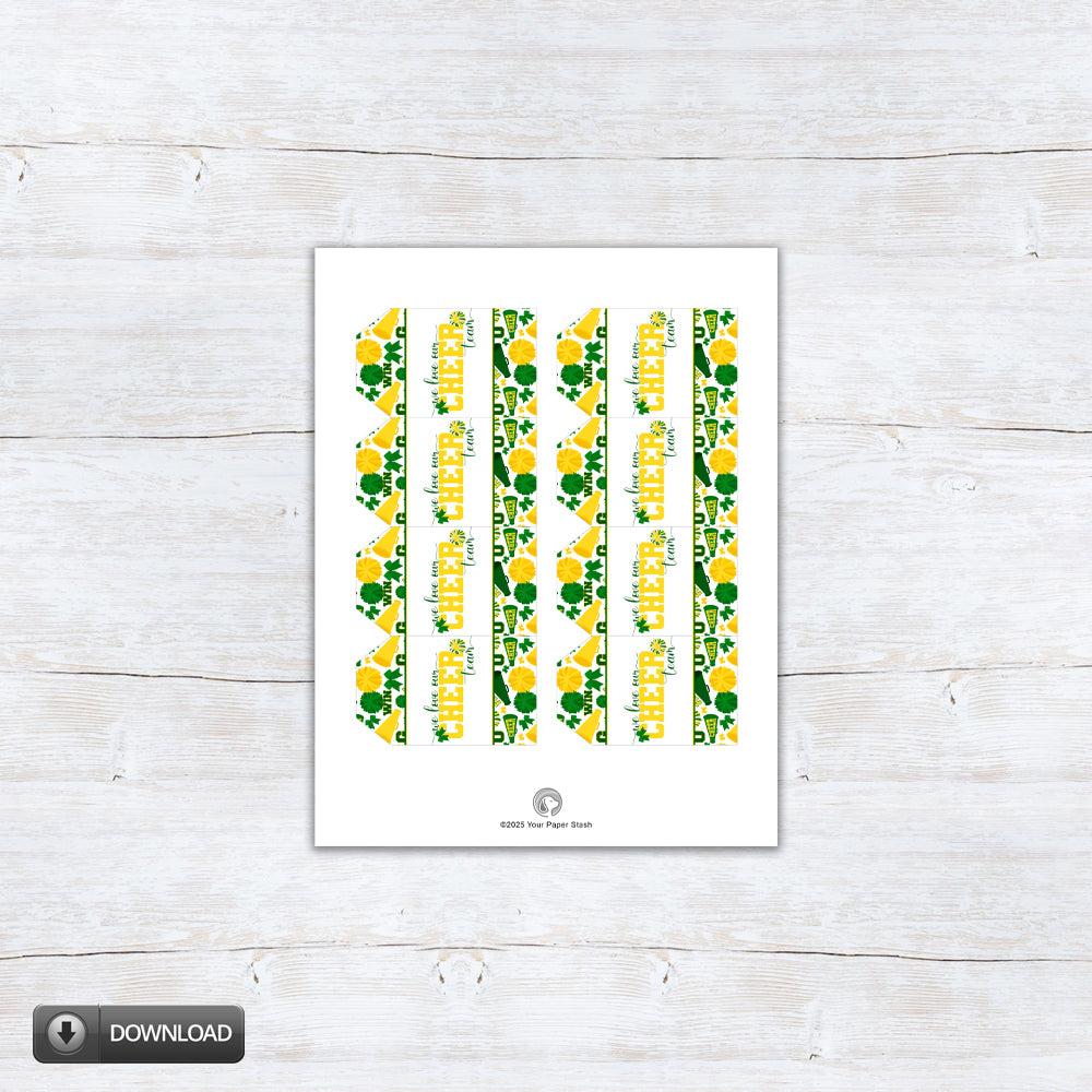 green and yellow we love our cheer team printable gift tags