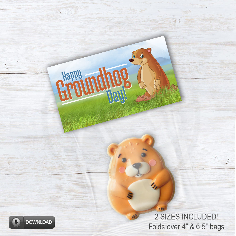 groundhog day printable treat bag toppers for cookies candy and snack bags