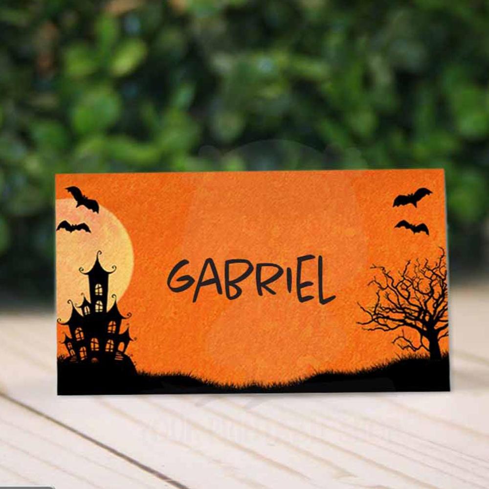 halloween haunted house printable place cards
