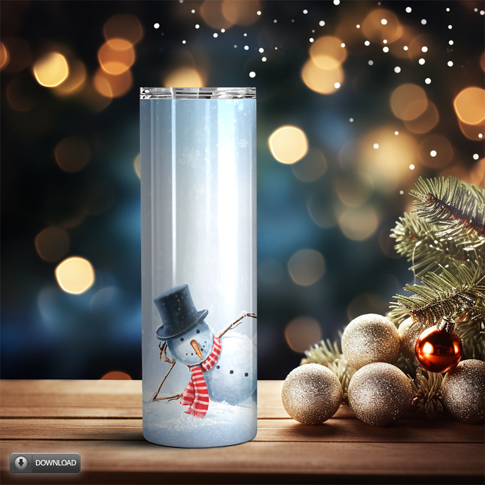 Snowman 20oz Skinny Tumbler Sublimation Design