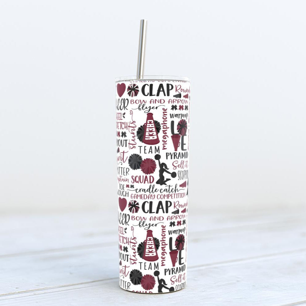 cheerleader cheer team mom life coach skinny tumbler sublimation design