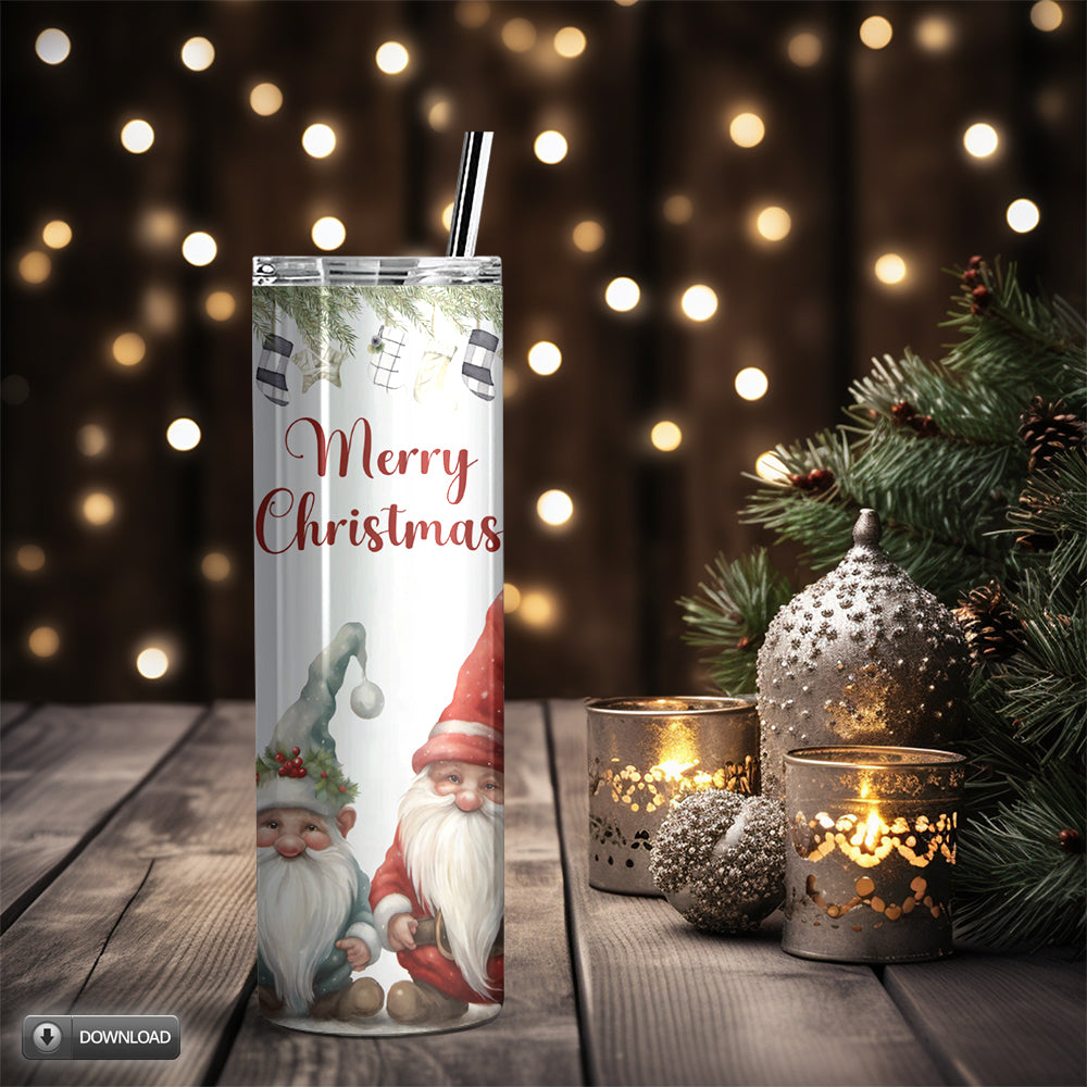 Christmas Gnomes Skinny Tumbler Sublimation PNG Design