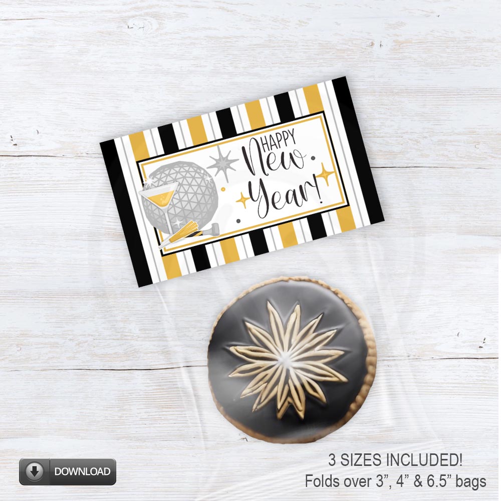 happy new year cookie confetti and treat bag toppers