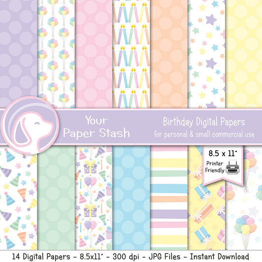 printable pastel 1st birthday digital paper background patterns for paper craft