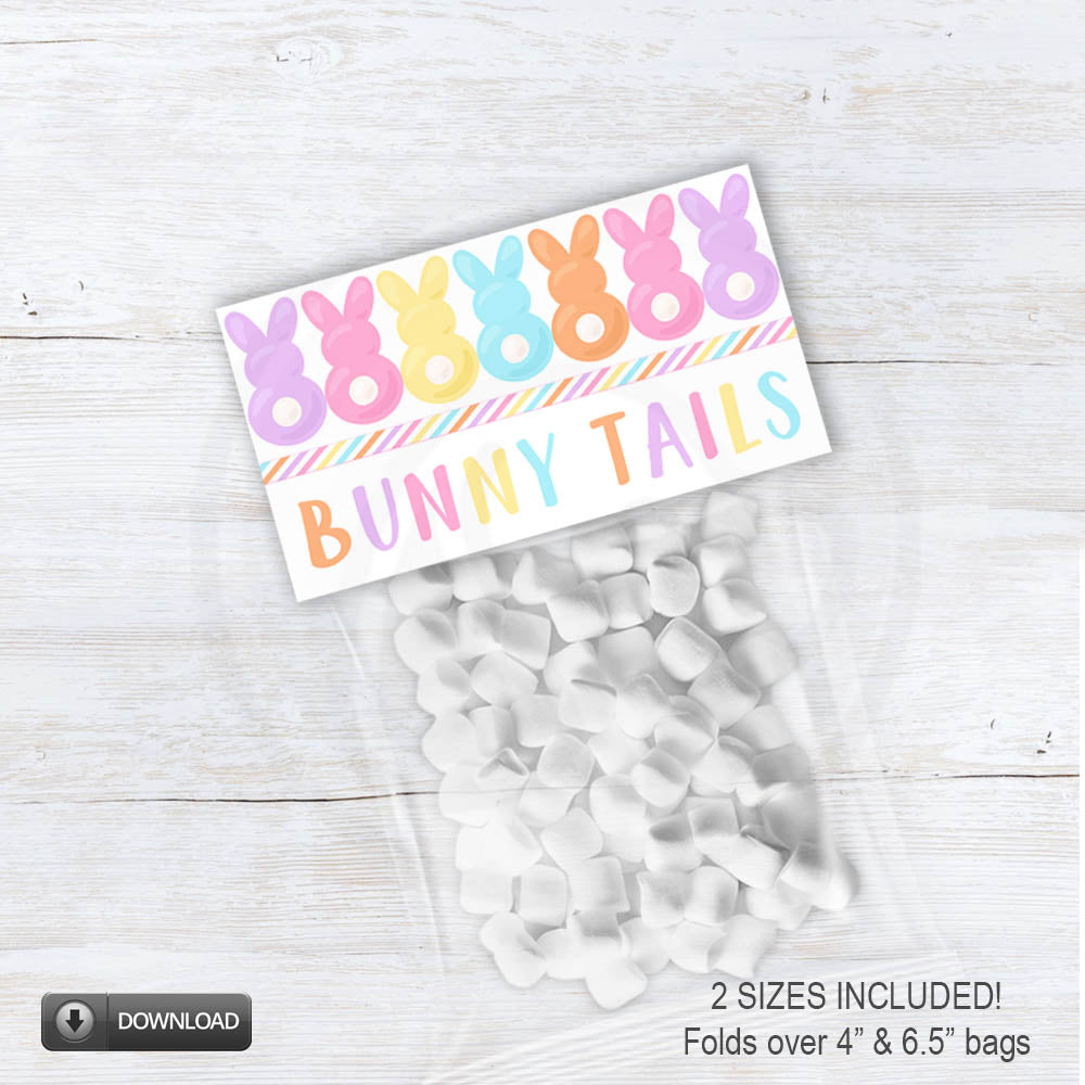 cute Easter bunny tails peeps treat bag toppers