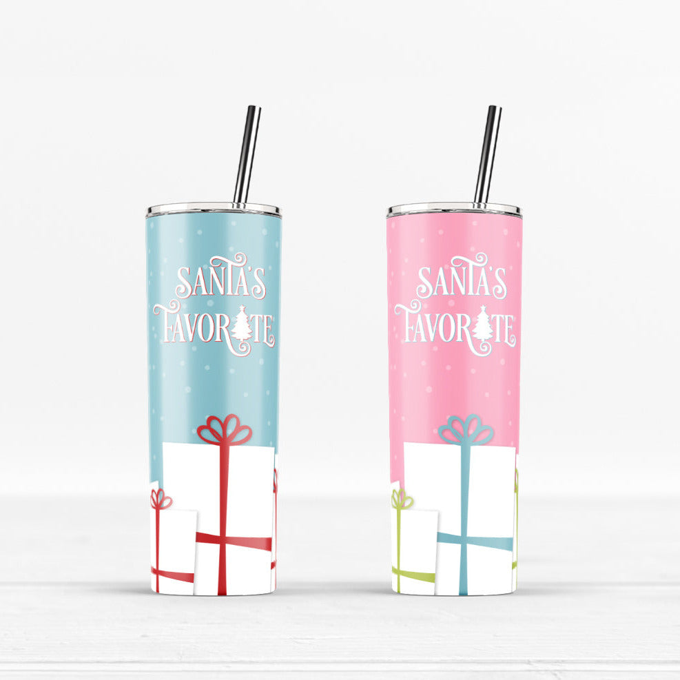 Santa's Favorite 20oz Skinny Tumbler Sublimation Design