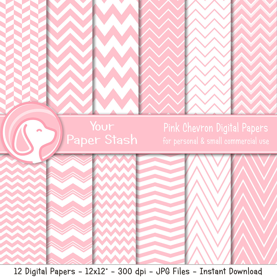 pink chevron digital scrapbook papers, pink chevron digital paper backgrounds, baby girl digital paper, valentine's day craft supplies