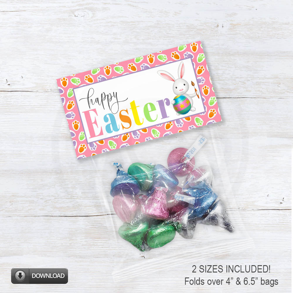 Pink Purple Easter Bunny treat bag toppers