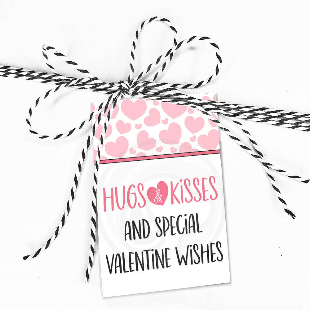 pink hugs and kisses printable gift tags