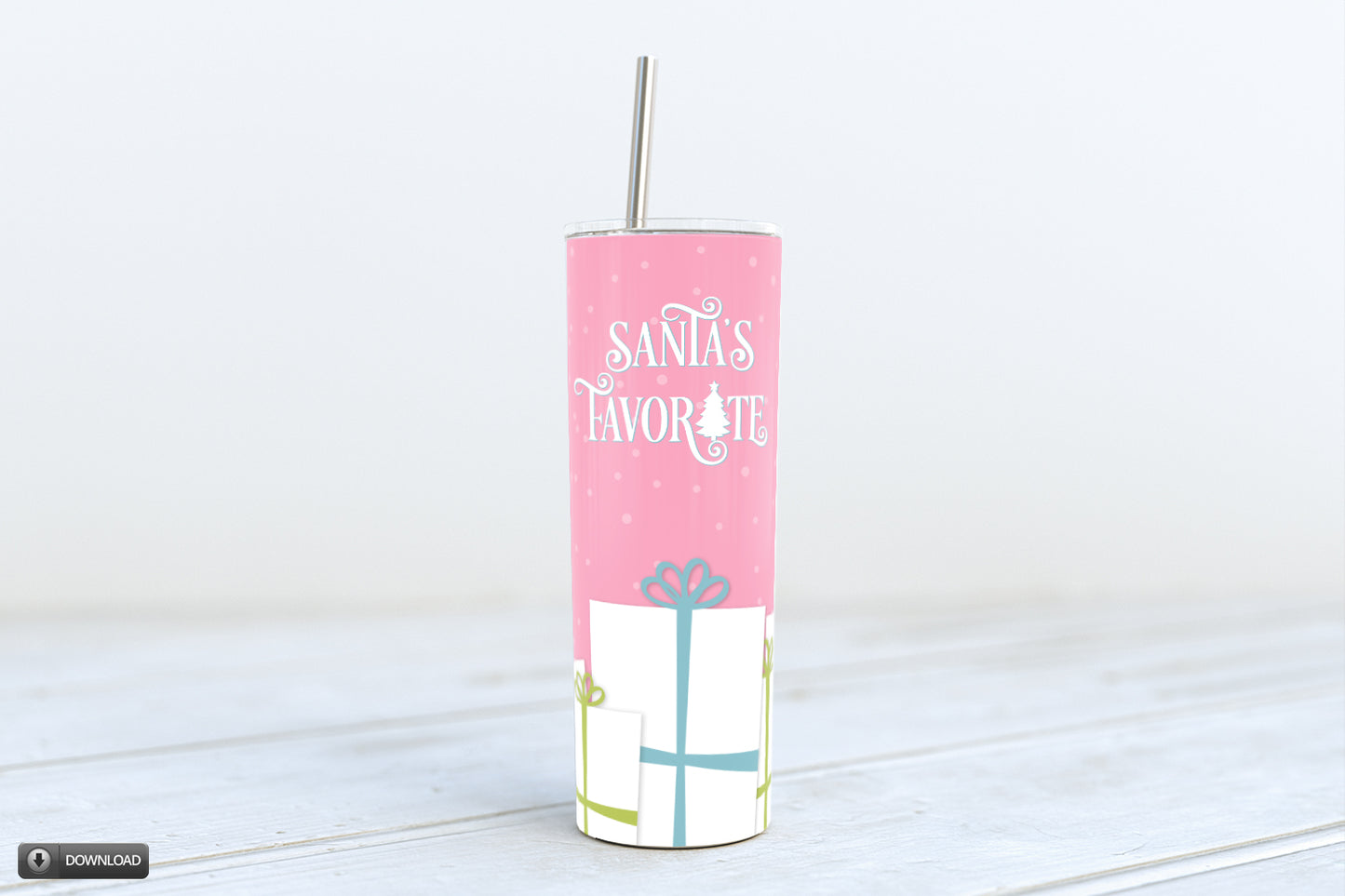 Santa's Favorite 20oz Skinny Tumbler Sublimation Design