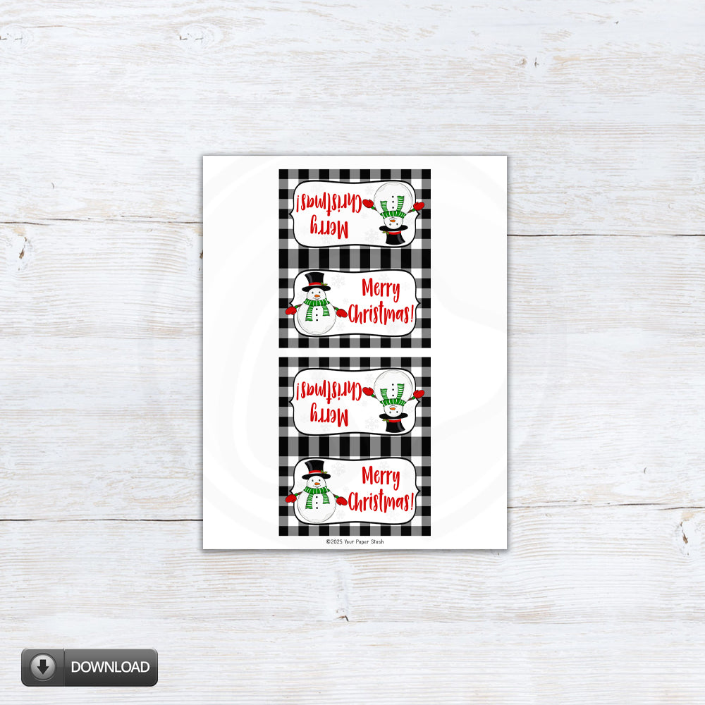 printable snowman Christmas treat bag toppers