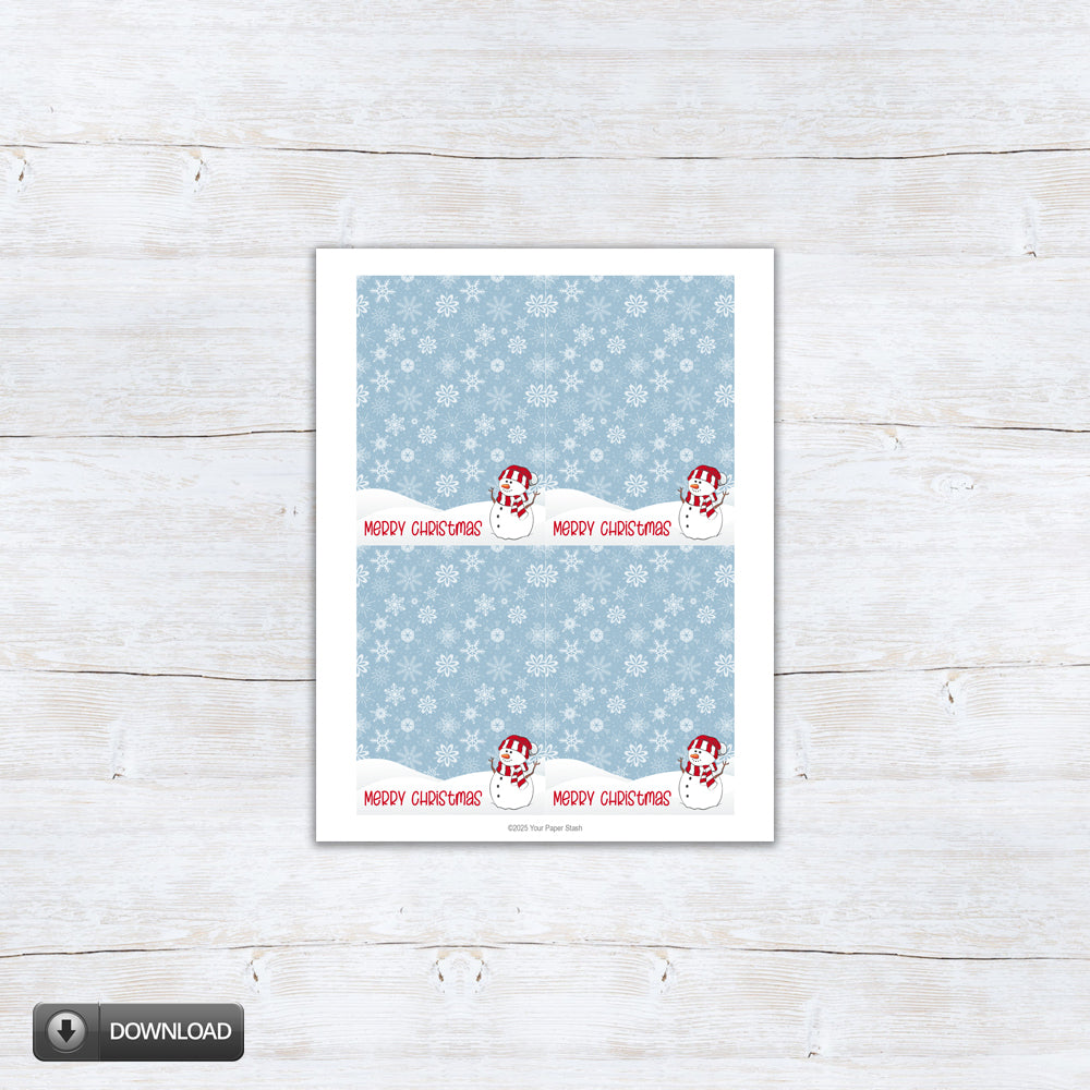 snowman cookie card with Merry Christmas and snowman illustration - 3.5x5 and 5x7 sizes