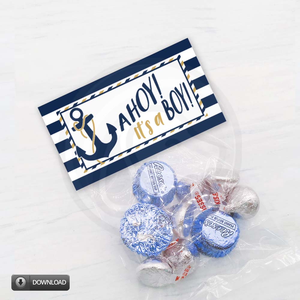Ahoy It's A Boy Baby Shower Cookie Bag Topper