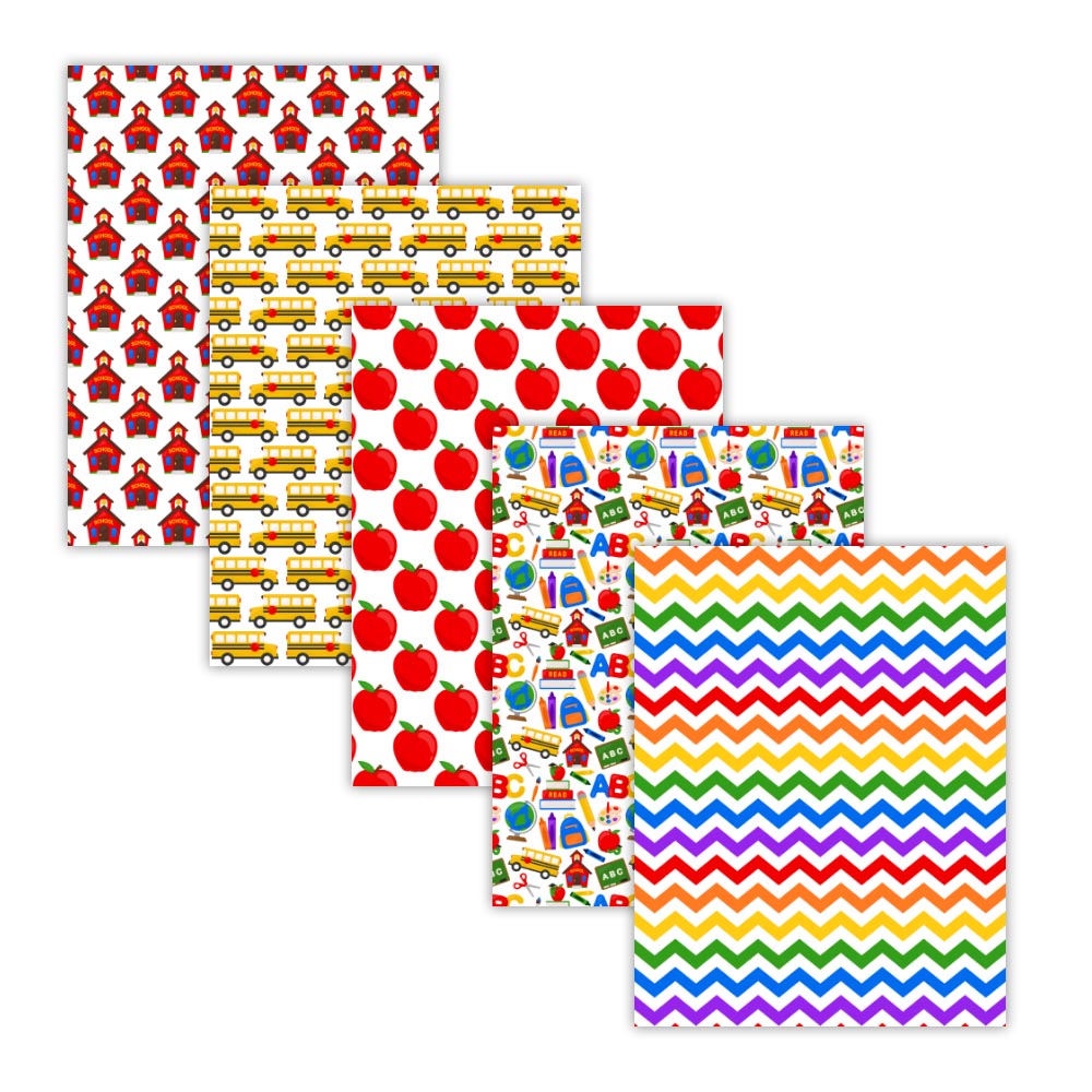 school bus backgrounds, apple for teacher, school house pattern