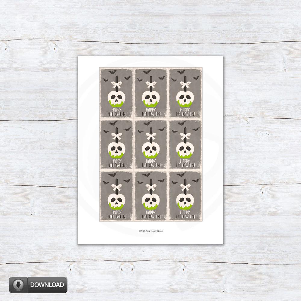 Happy Halloween Caramel Candy Apple Printable Tags