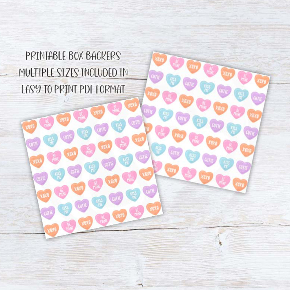 valentines day cookie box backers with conversation hearts