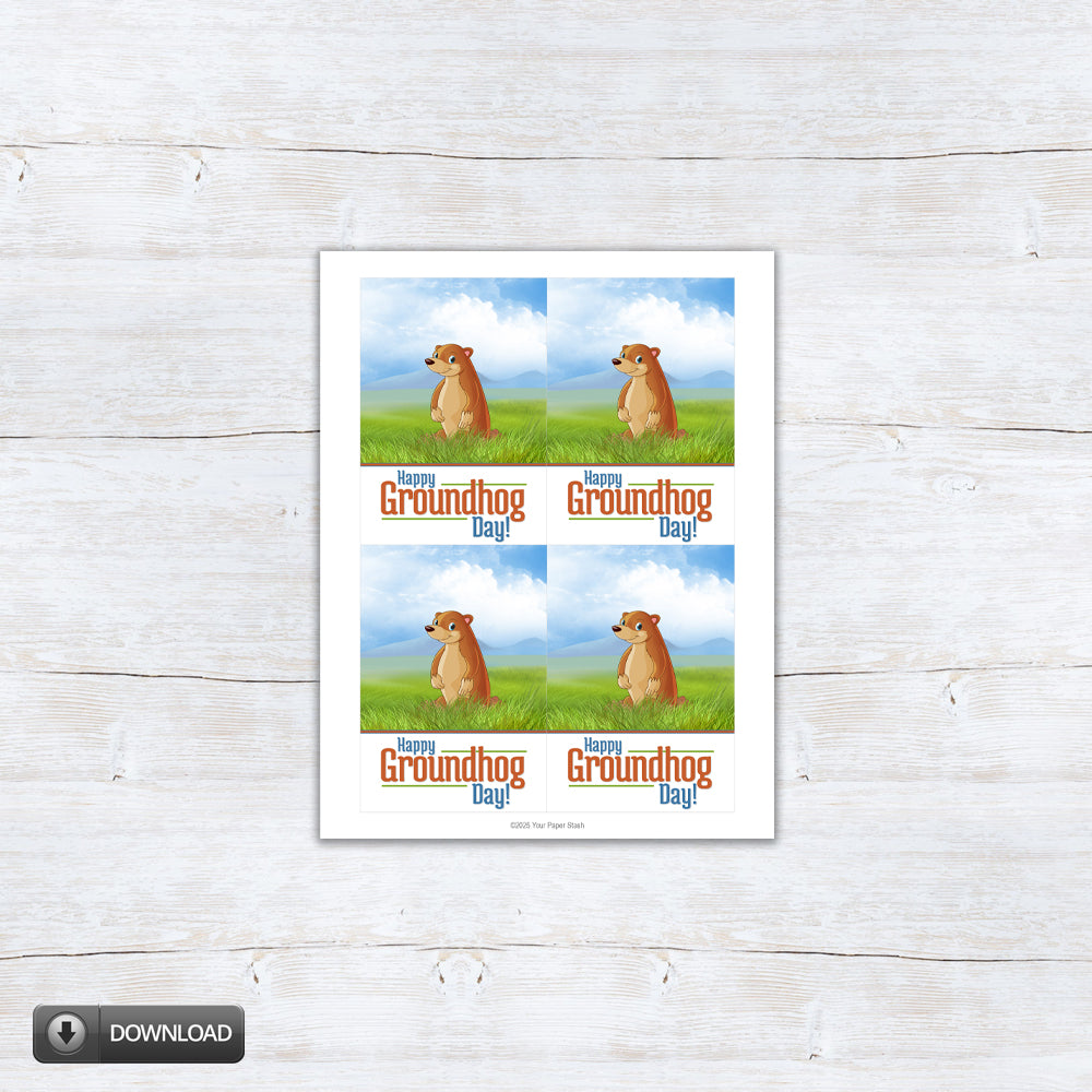groundhog day mini cookie card backers and tags 3.5x5