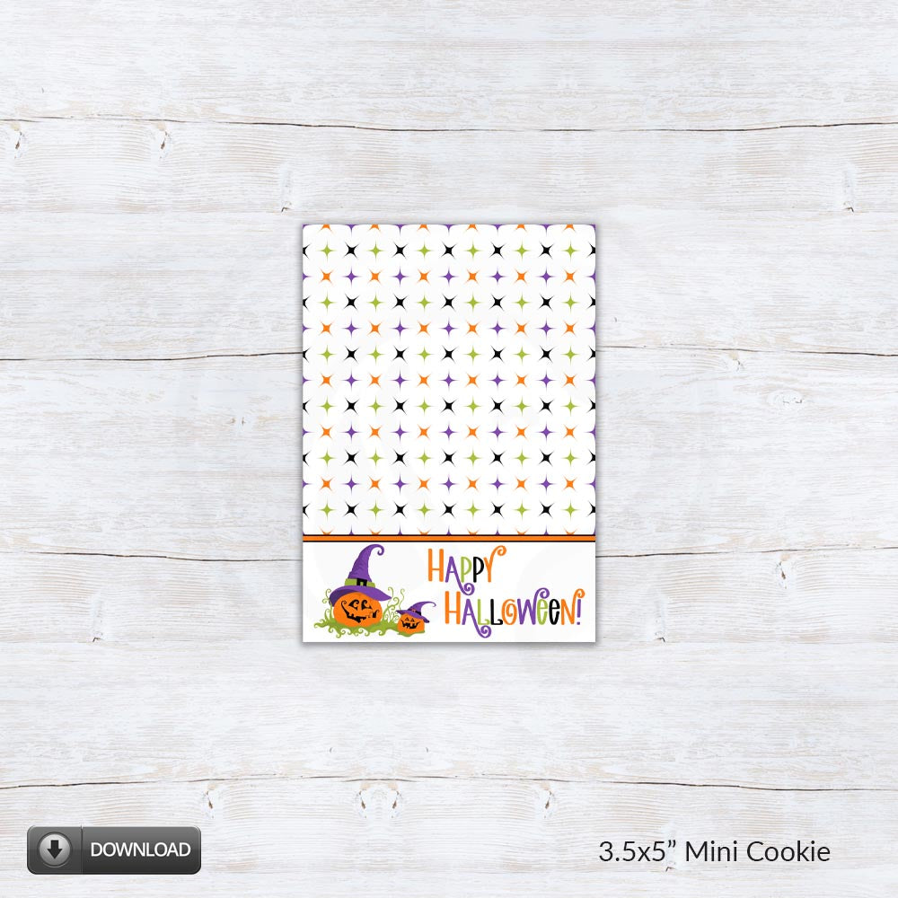 Happy Halloween Printable Mini Cookie Card, 3.5x5