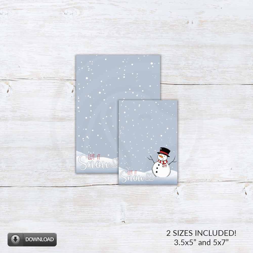 snowman let it snow cookie card backer for Christmas cookies - digital download printable